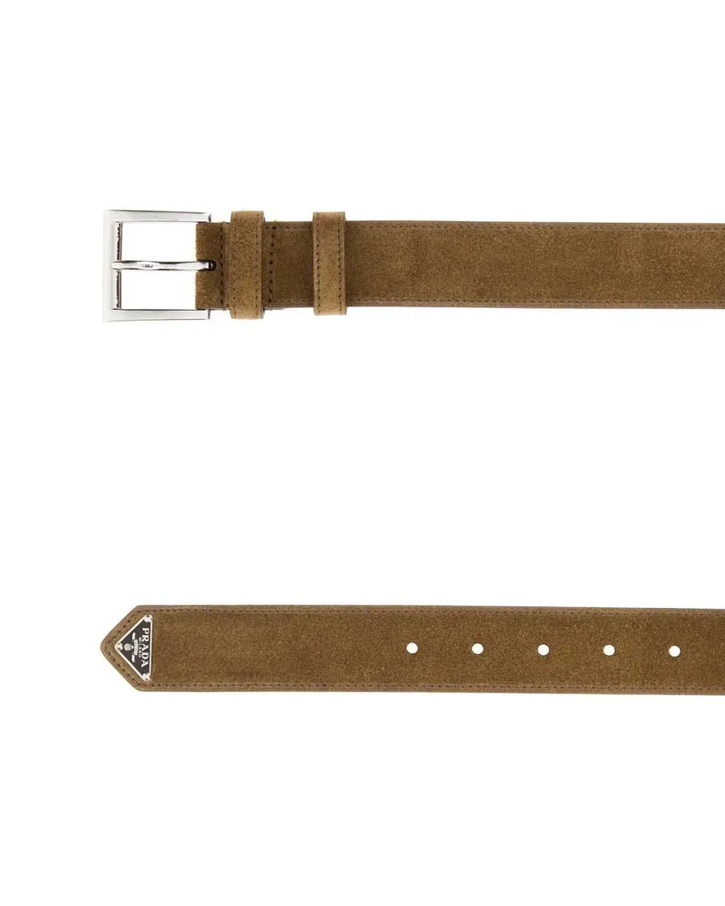 Prada Men's Cinture Camoscio Sesamo Cotton Belt Beige