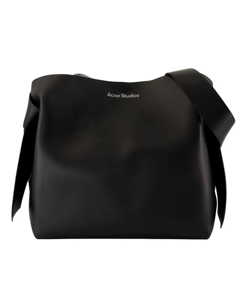 Acne Studios Unisex Musubi Midi New R Shoulder Bag -  Leather Black Calfskin Totes-Shopping-Bags Black