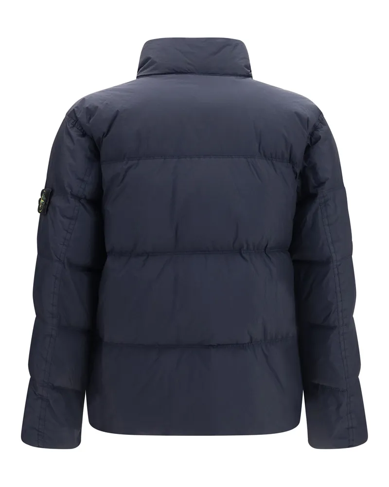 Stone Island Men Puffer Jacket High-Neck Quilted Navy Blue Outer Polyamide Padded & Down Navy
