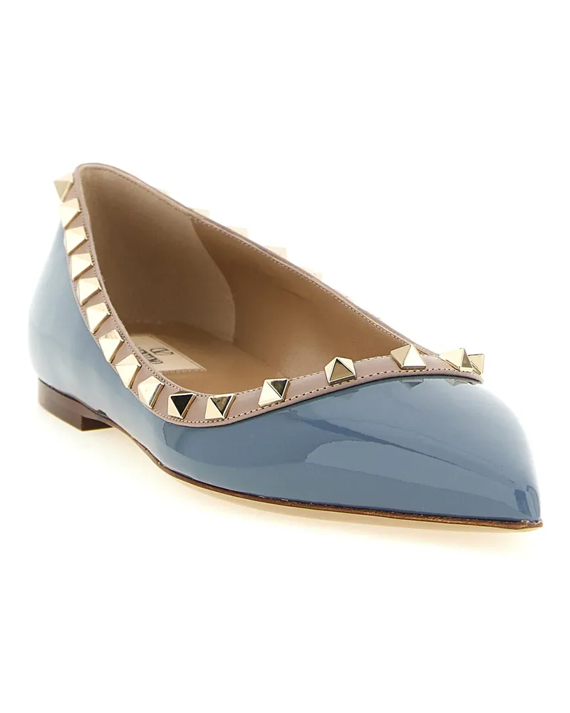 Valentino Garavani Women's Gray Leather Ballet Flats Gray