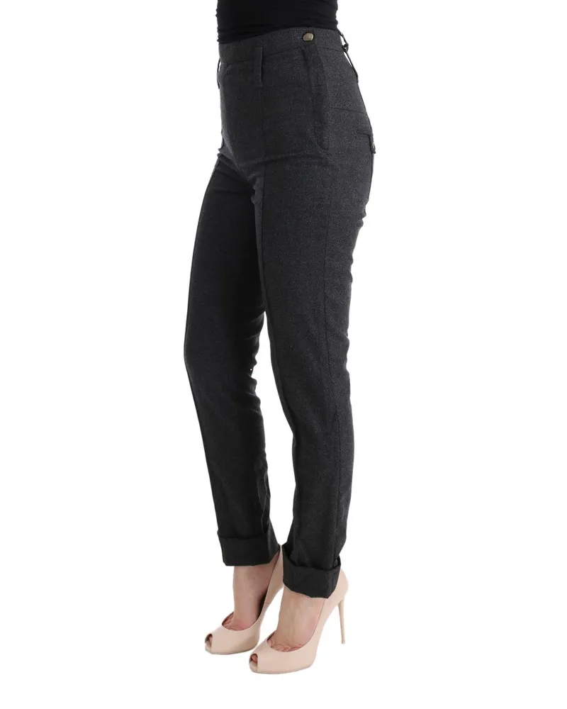 Ermanno Scervino Women's Gray Virgin Wool Skinny Casual Pants Gray