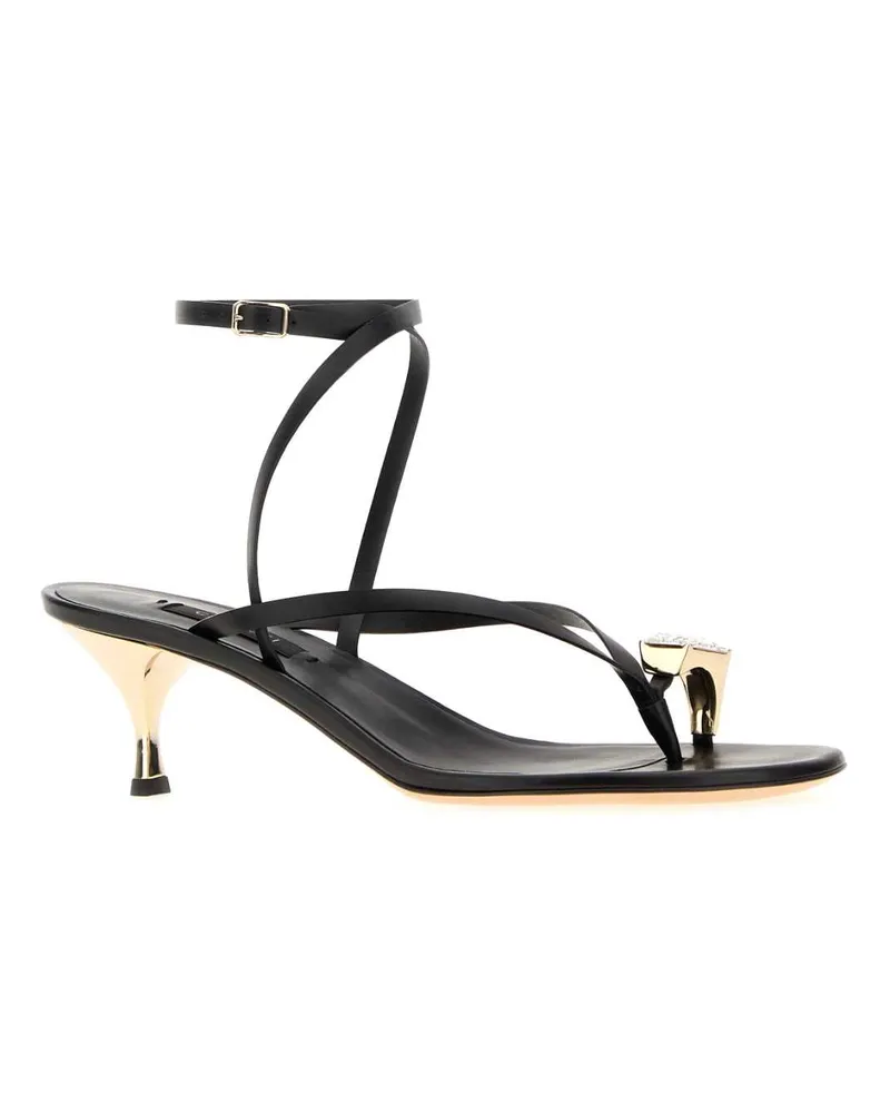Casadei Women's Leather Thong Sandals Black Black