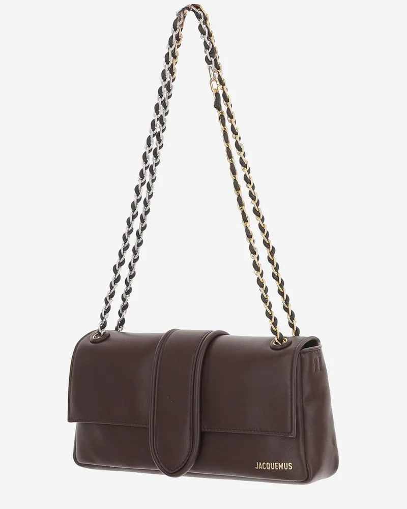 Jacquemus Women's Shoulder Bag Chaine Dark Brown Leather Lambskin Brown