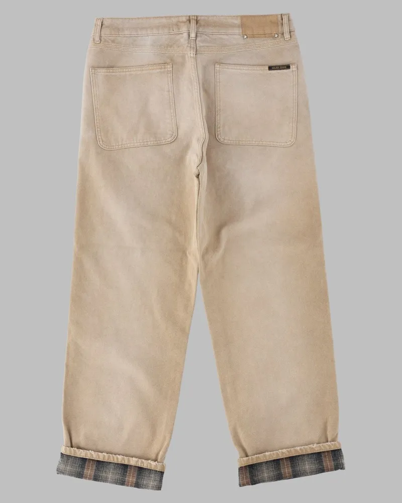 Golden Goose Checked Cuff Jeans — Beige Beige
