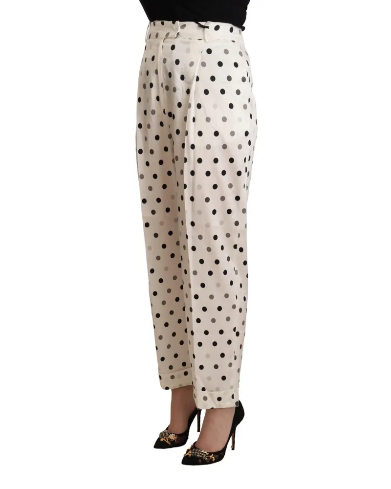 Ermanno Scervino Women's White Polka Dotted High Waist Tapered Pants Viscose Elastane White