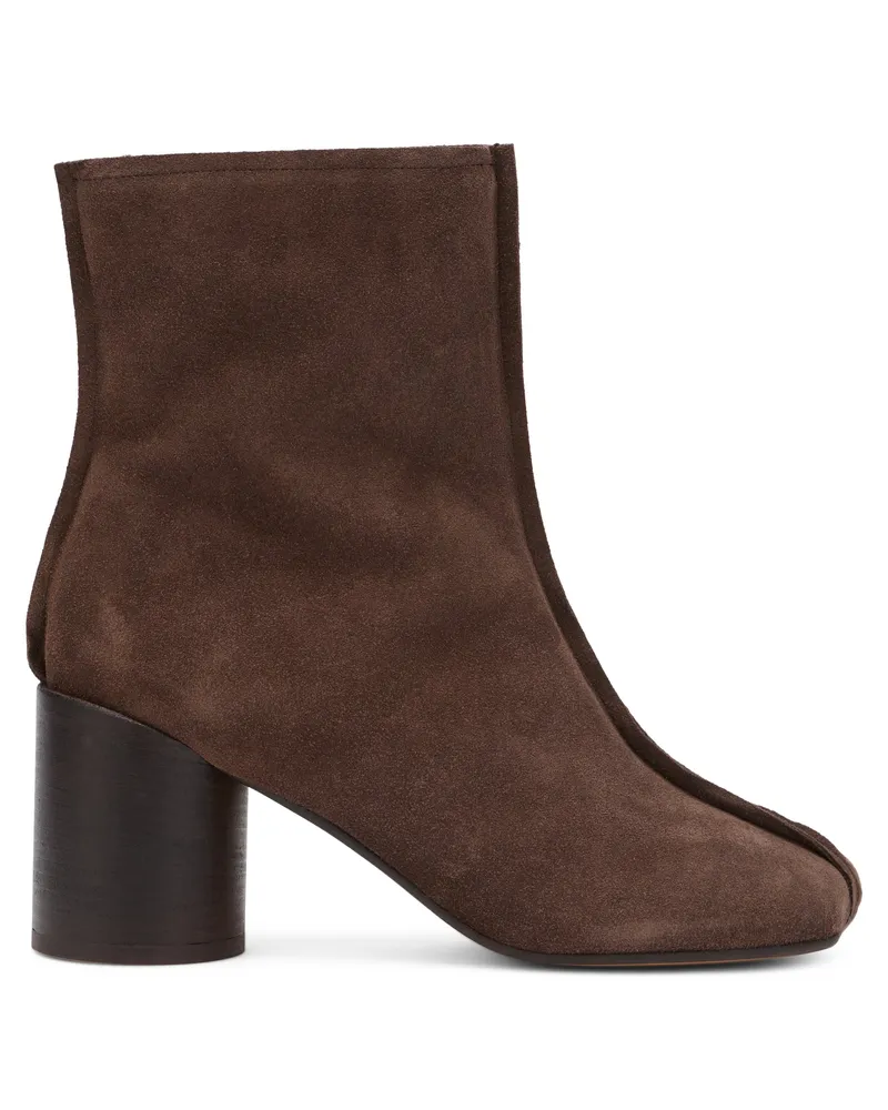 Maison Margiela Women's Ankle Boots Suede Dark Brown Calfskin Brown
