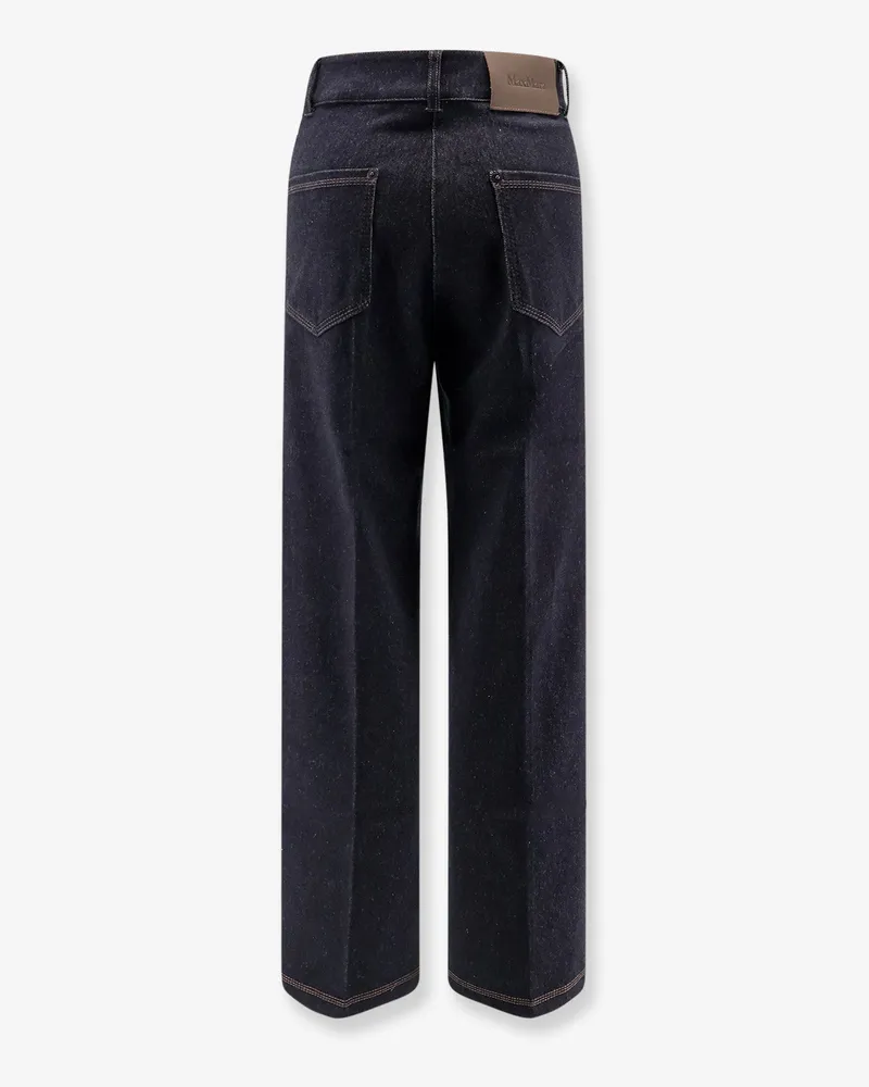 Max Mara Women Cotton Blend Trousers Blue Navy