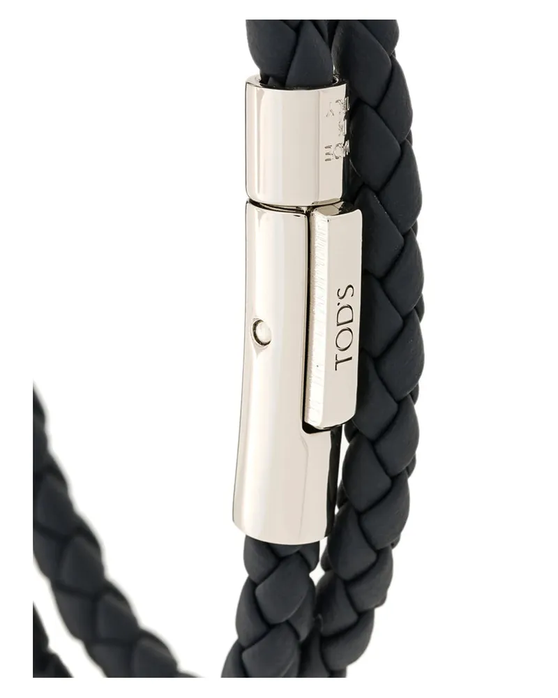 TOD'S Braided Calf Leather Bracelet — Navy Navy