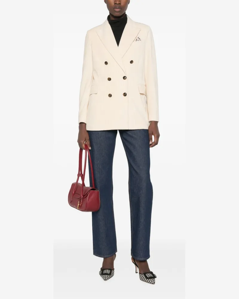 CIRCOLO 1901 Cotton Corduroy Double-Breasted Blazer — Cream Cream