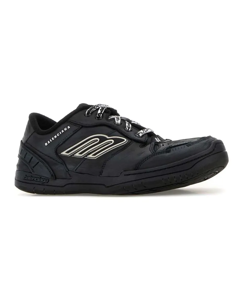 Balenciaga Men's Slate Leather Hamptons Sneakers Black Black
