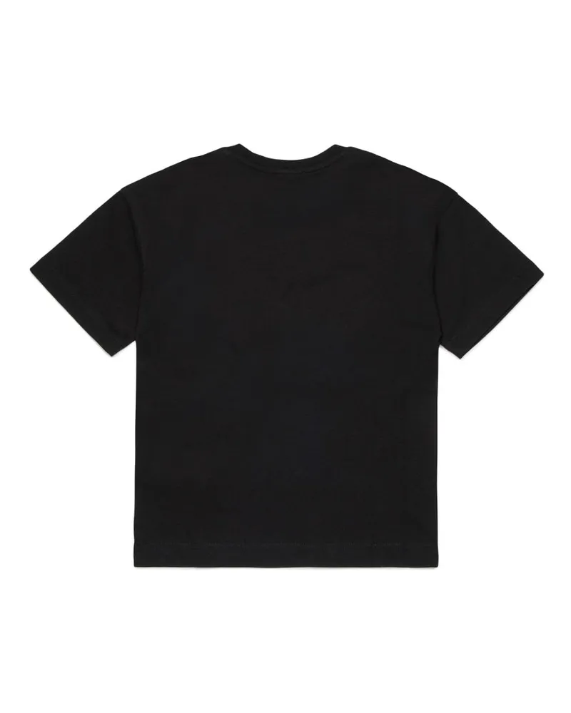Diesel Logo-Embroidered Cotton T-Shirt — Black Black