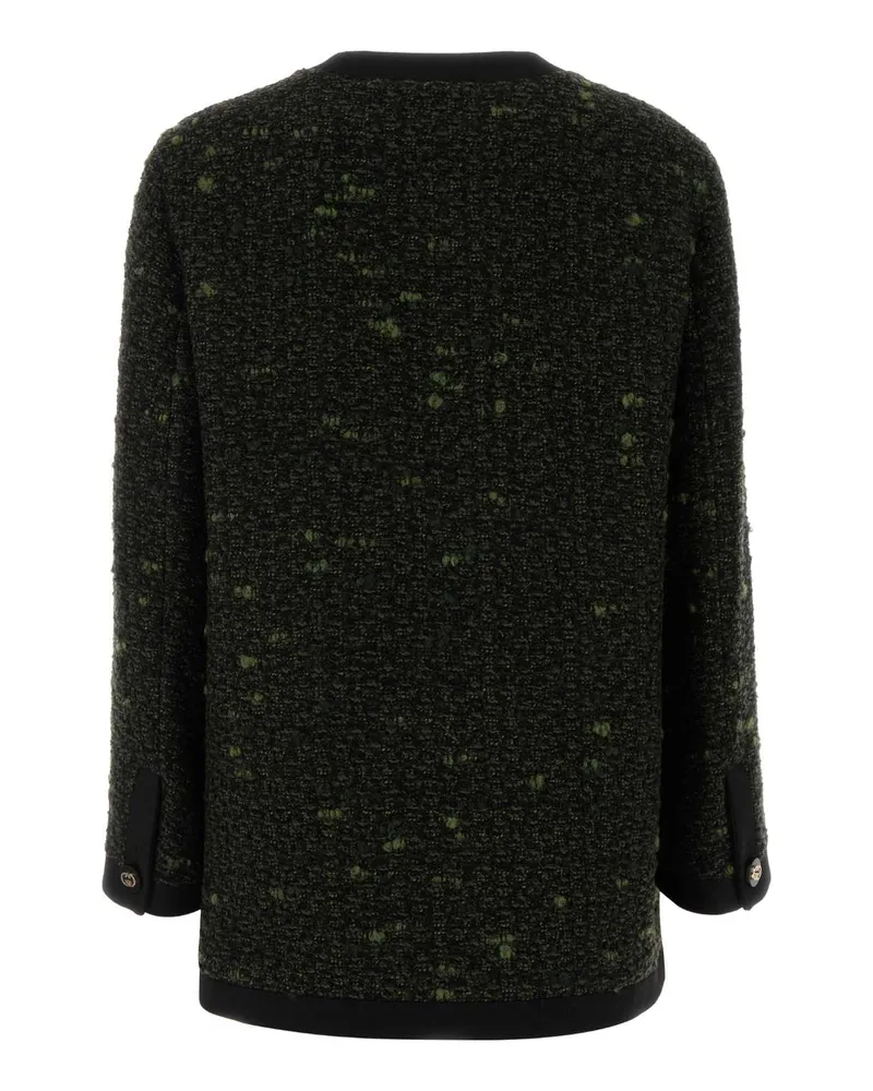 Gucci Women's Multicolor Boucle Overcoat Greenblack Generic Cappotti Coat Green