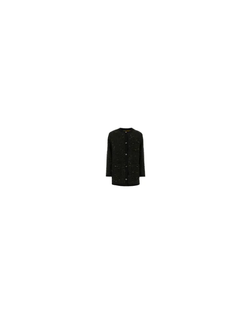 Gucci Women's Multicolor Boucle Overcoat Greenblack Generic Cappotti Coat Green