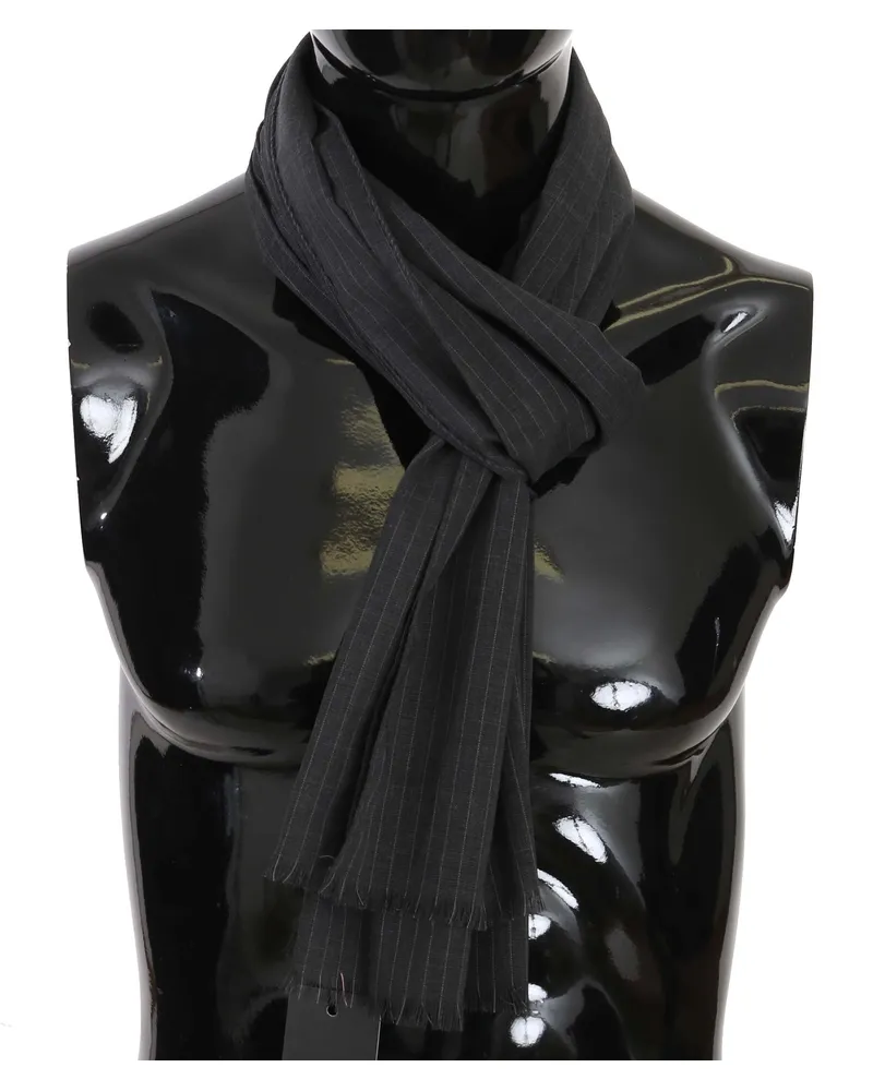 Dolce & Gabbana Men's Gray Wool Striped Pattern Wrap Scarf Gray