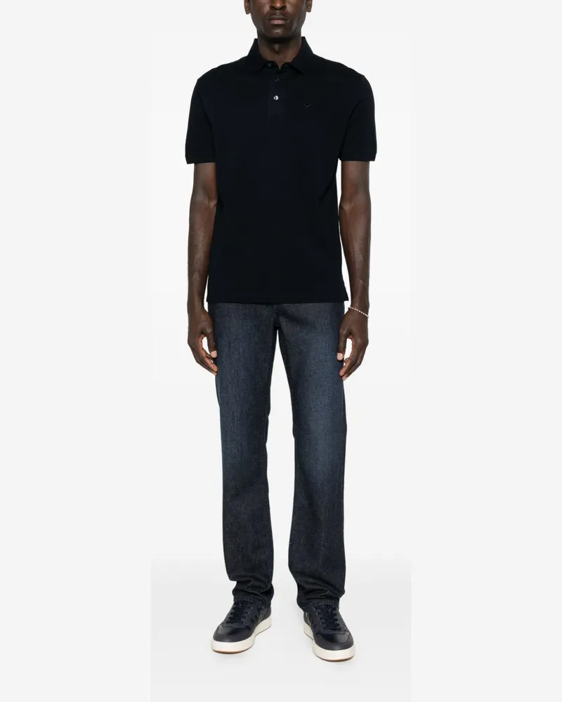Emporio Armani Logo Cotton Polo — Black Black