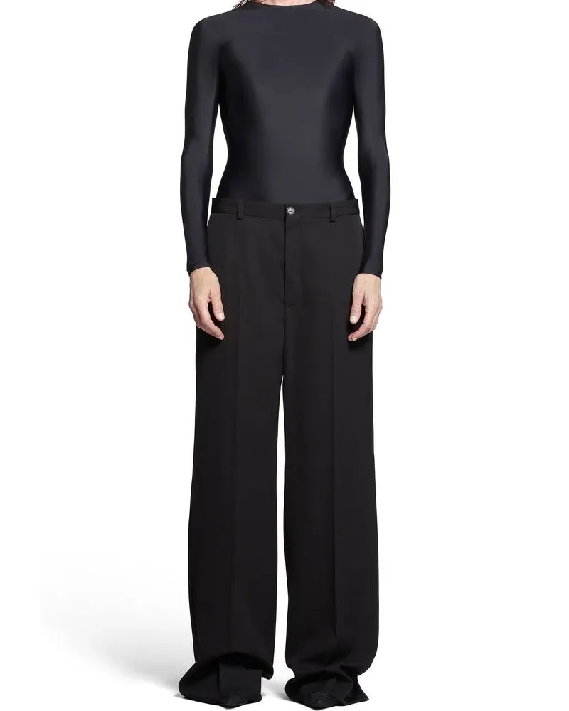 Balenciaga Men's Black Wool Flared Pants Black