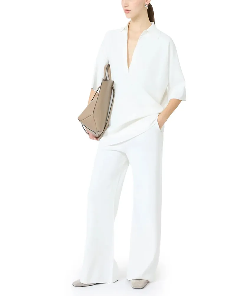 Max Mara Milano-Knit Viscose Crepe Joggers — White White