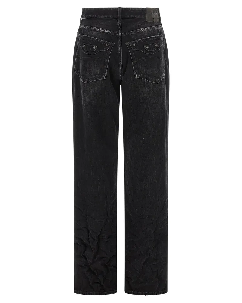 Balenciaga Women's Black Cotton Straight-Leg Jeans Clothing Black