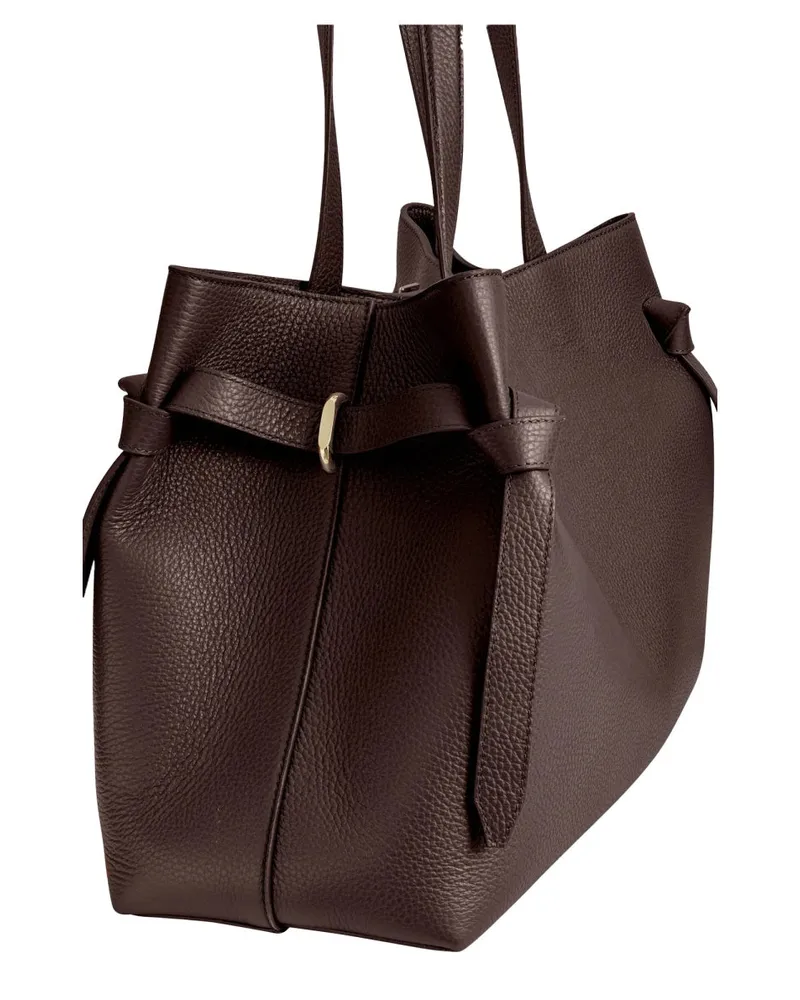 YUZEFI Women's Tote Bag Gyoza Pebble-Grain Leather Brown Handbags Hand Brown