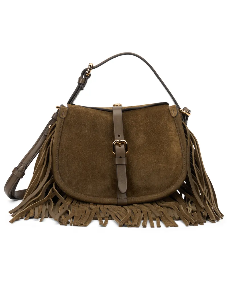 Etro Women's Shoulder Bag With Fringe Brown Calfskin Handbags Hand Brown