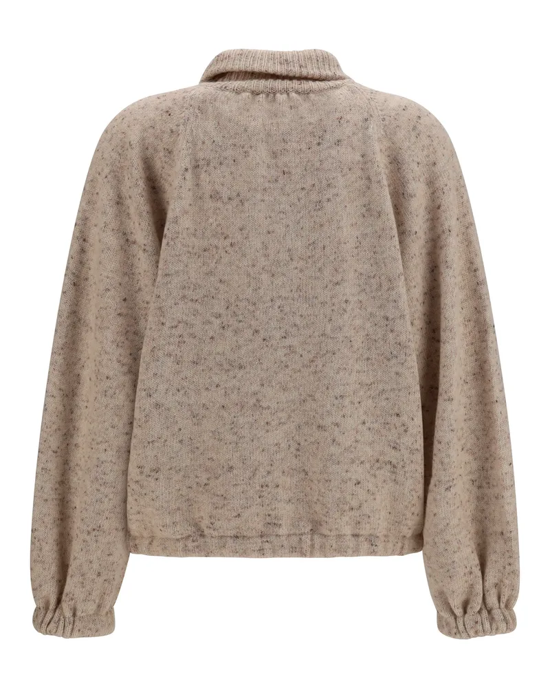 Fabiana Filippi Women's Oversized Bouclé Yarn Bomber Jacket With Lurex Casha Casha Beige