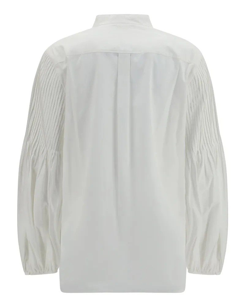 Max Mara Women's Balloon Sleeve Blouse Bianco Seta Cotton Shirt White