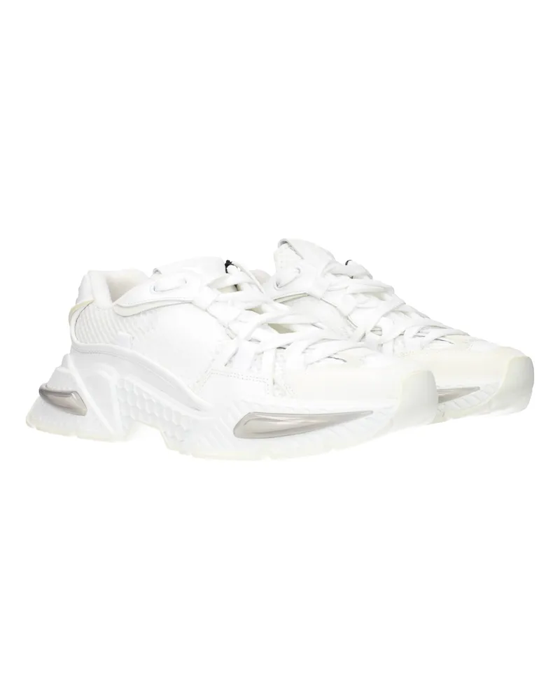 Dolce & Gabbana Leather and Mesh Athletic Sneaker — White White