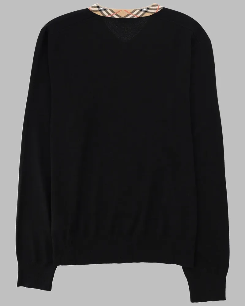 Burberry Merino Wool Check Sweater — Black Black