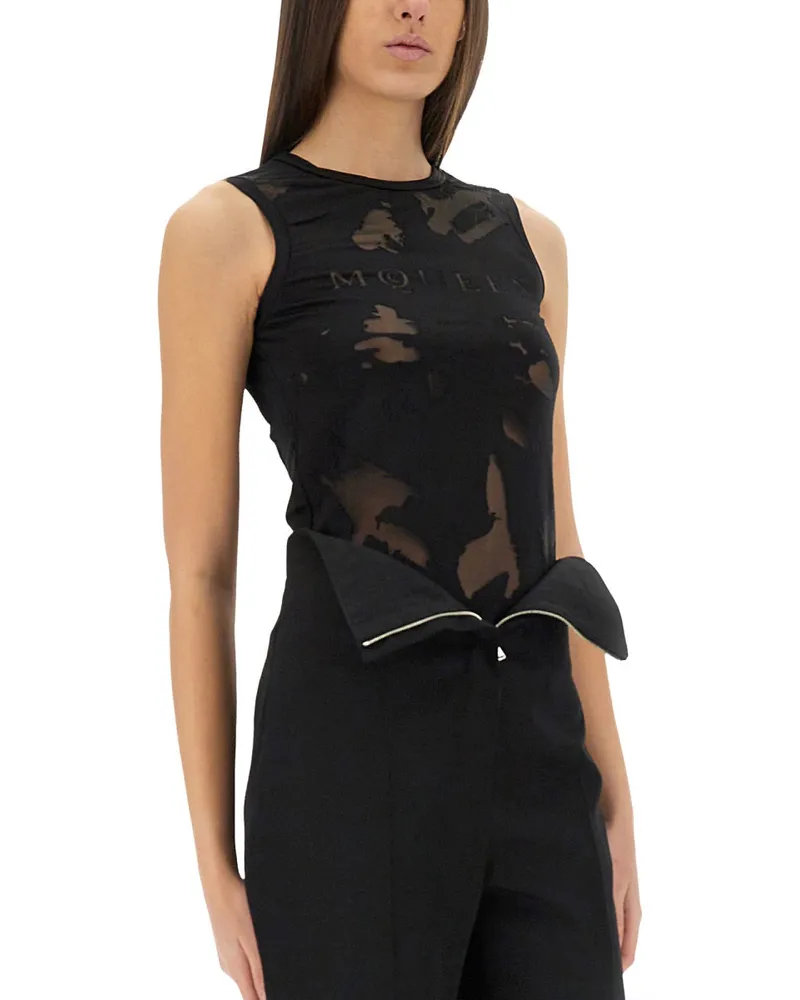 Alexander McQueen Viscose Blend with Inserts Blouse — Black Black