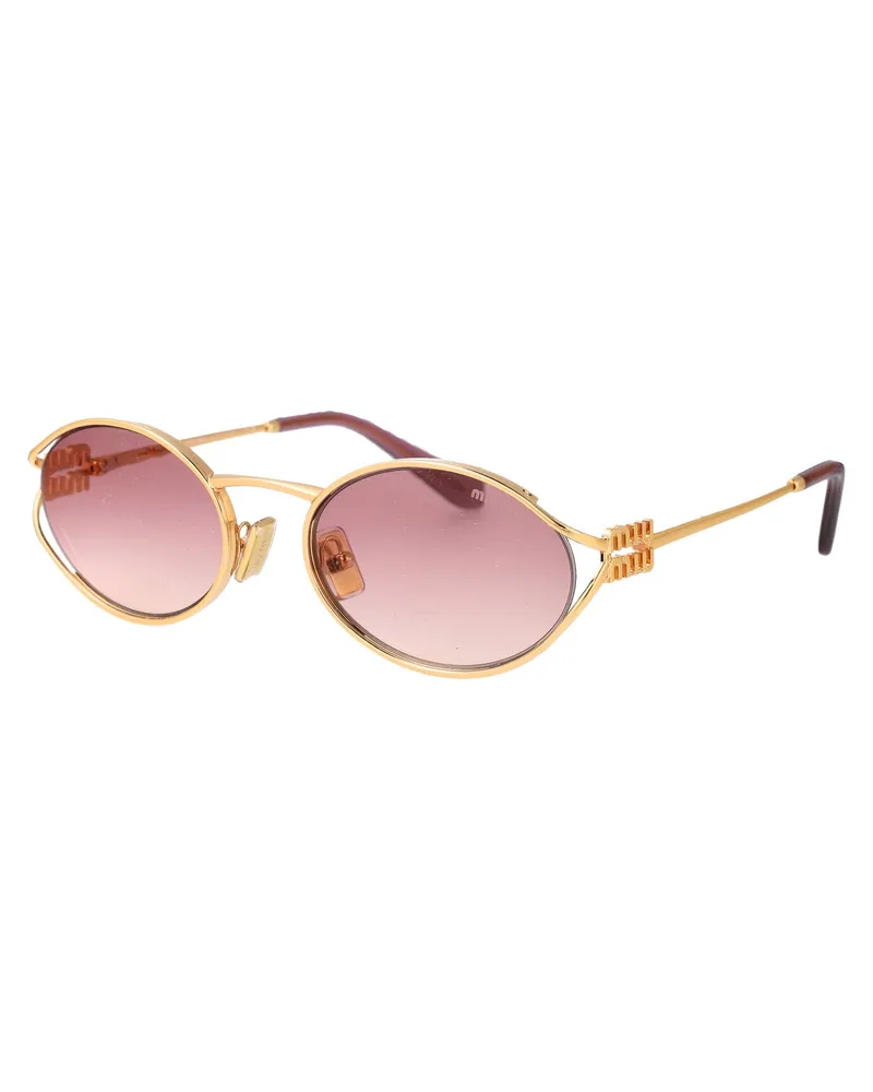 Miu Miu 0MU Oval Metal Frame Sunglasses — Gold Gold
