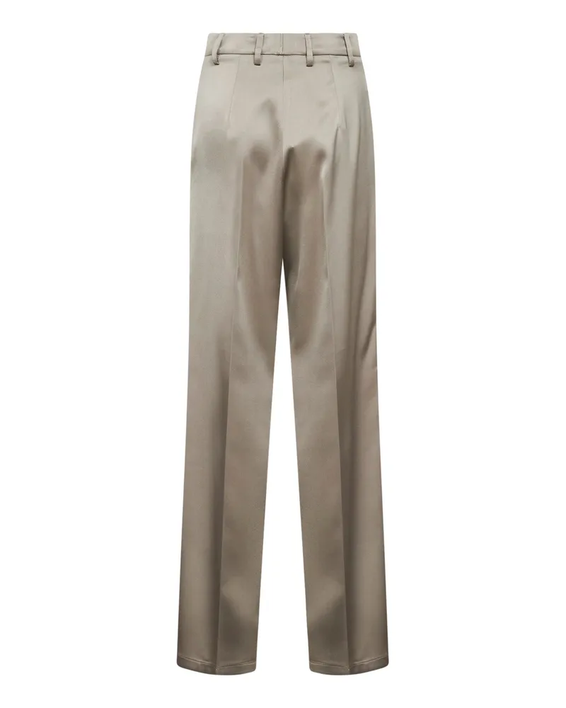 Blanca Women's Chalk Satin Straight Trousers Beige Polyester Beige
