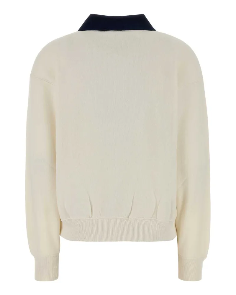 Ralph Lauren Logo-Embroidered Cotton Blend Sweater — Cream Cream