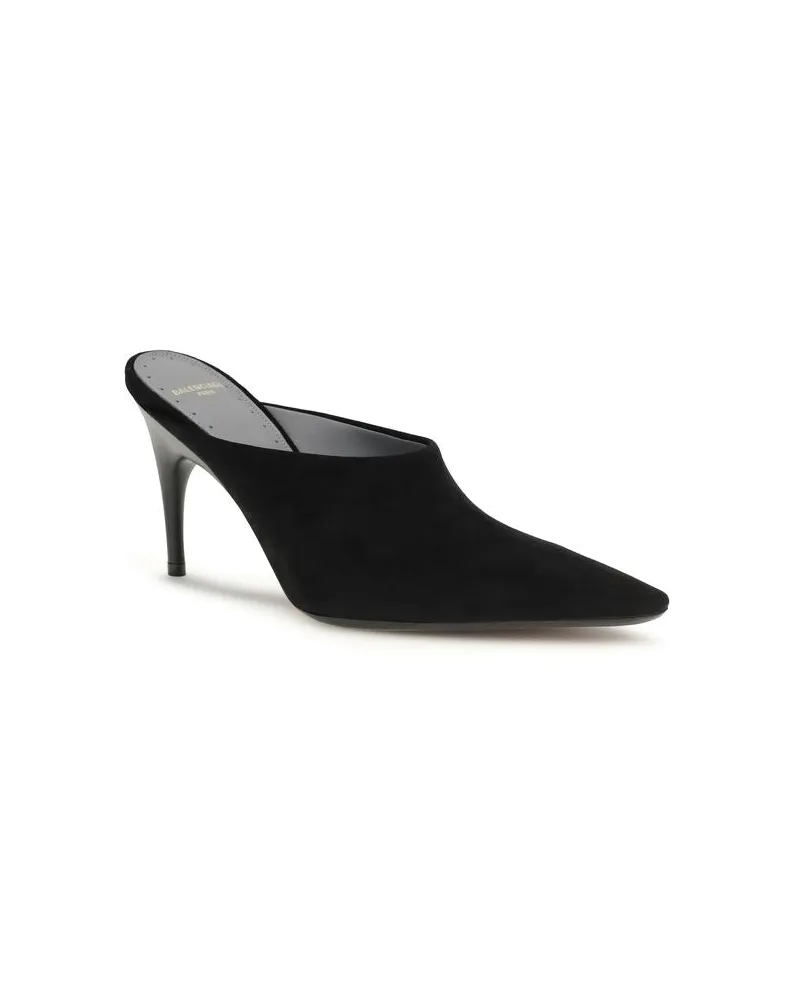 Balenciaga Women's Black Suede Leather Mules Black