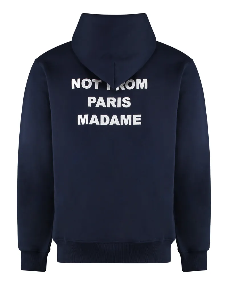 Drôle de Monsieur Men's Hooded Sweatshirt Slogan Navy Cotton Jumpers Sweater Navy