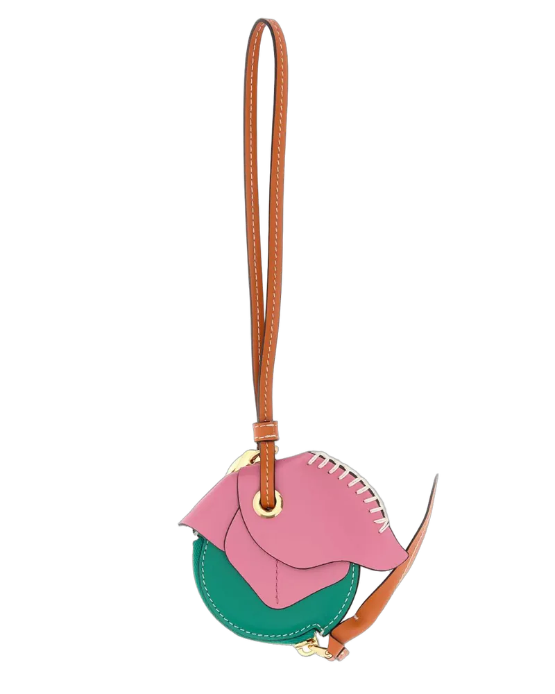 Prada Women's Multicolor Leather Keyring Begonia+mango Steel-Calf Portachiavi Keychains Multicolor