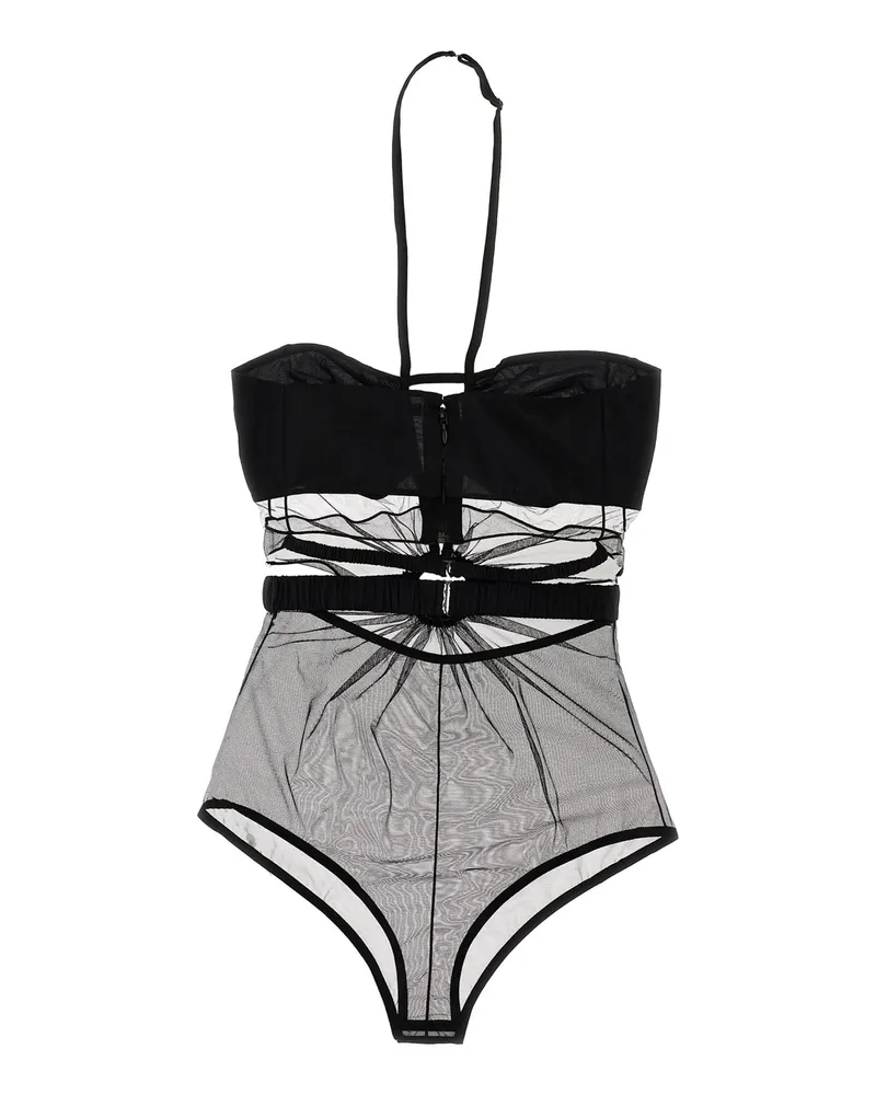 Nensi Dojaka Mesh Cutout Bodysuit — Black Black