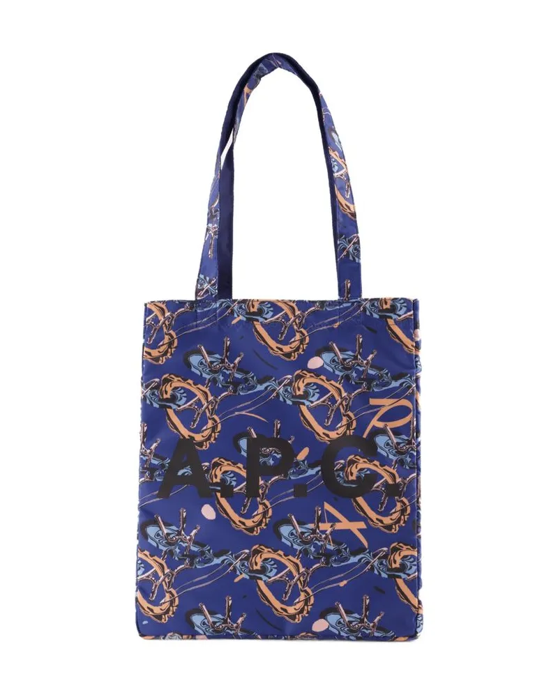A.P.C. Men's Lou Tote Blue Synthetic Navy