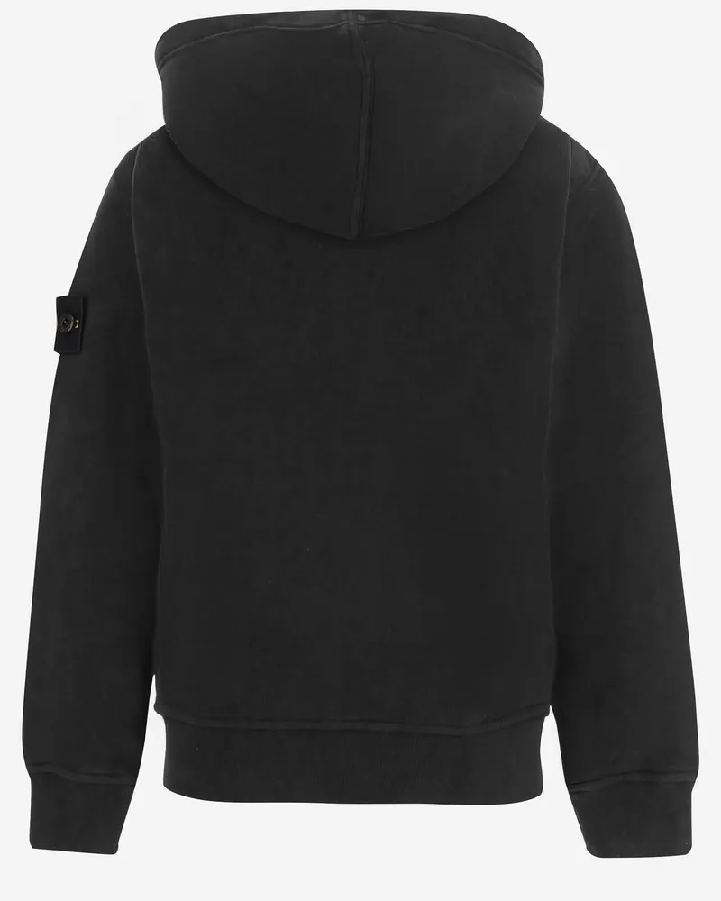 Stone Island Boys' Hoodie Cotton Black Hoods & Sweatshirts Black