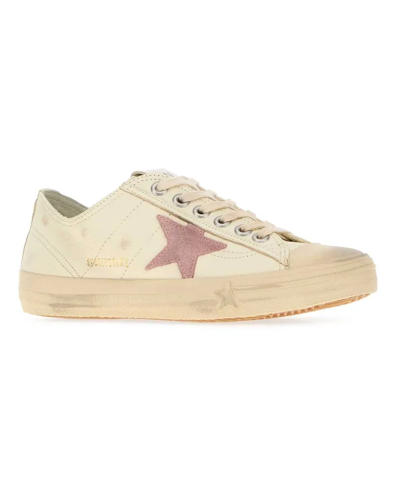 Golden Goose Women's Ivory Leather V-Star 2 Sneakers Beigeantiquepink Beige