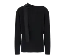 Asymmetrical Bow Cashmere Sweater — Black