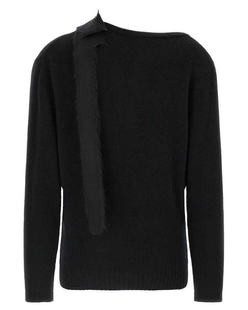 Alberta Ferretti Asymmetrical Bow Cashmere Sweater — Black Black