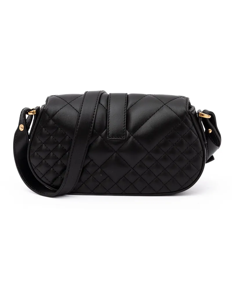 Versace Women's Black Leather Quilted Shoulder Strap Bag Black