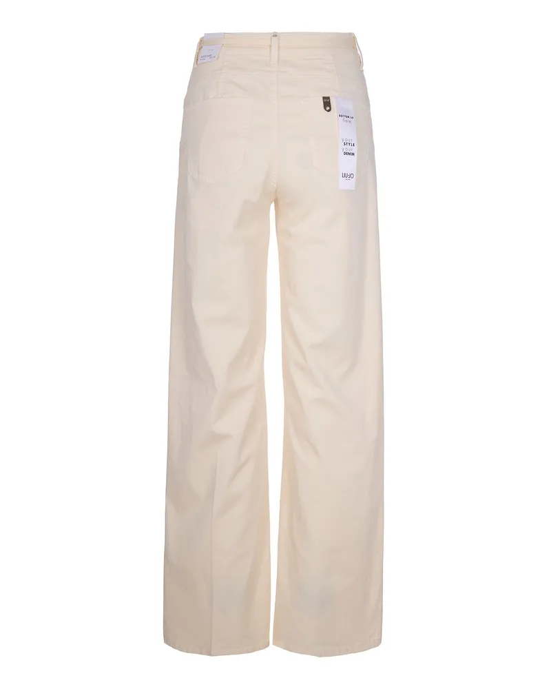 Liu Jo Women's Flare Jeans With Belt Light Cream Cotton Beige