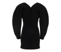 Women Cocoon Sleeve Mini Dress Black Viscose Polyester Nylon