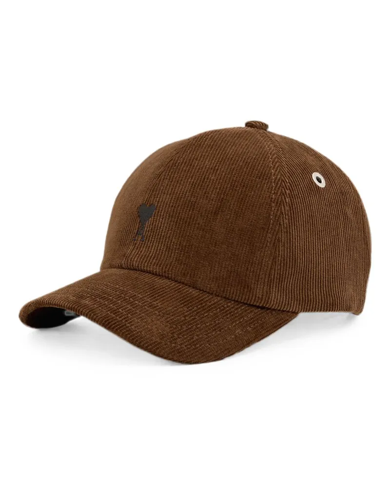 AMI Paris Ami de Coeur Embroidered Baseball Cap — Brown Brown
