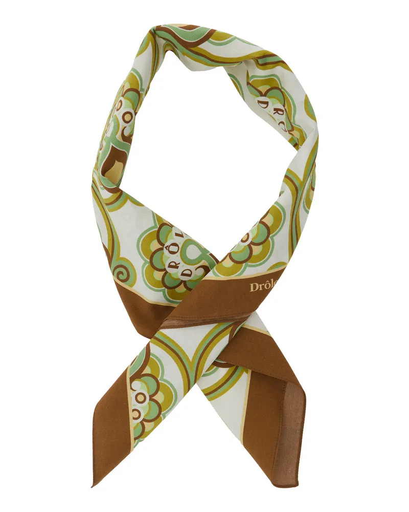 Drôle de Monsieur Men's Scarf Tapisserie Florale Green Cotton Scarfs Green