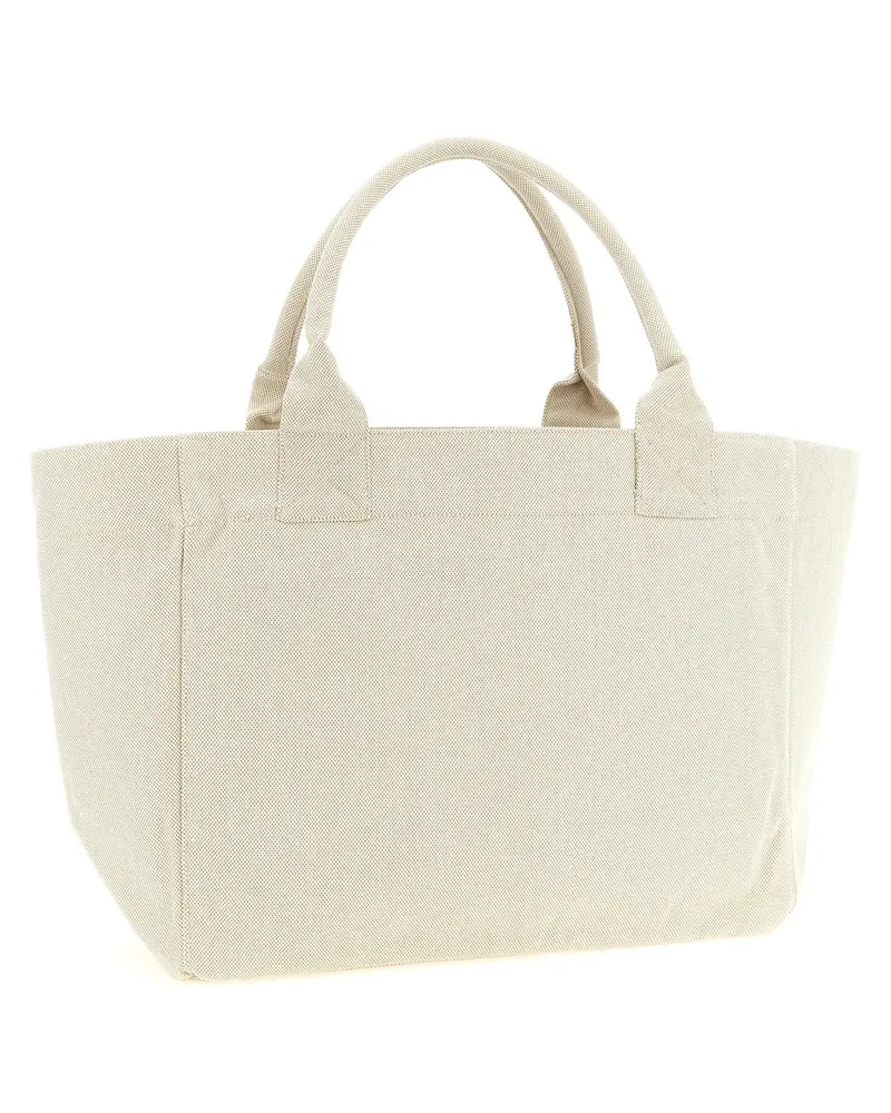 Ganni Strawberry-Graphic Canvas Shoulder Bag — Cream Cream