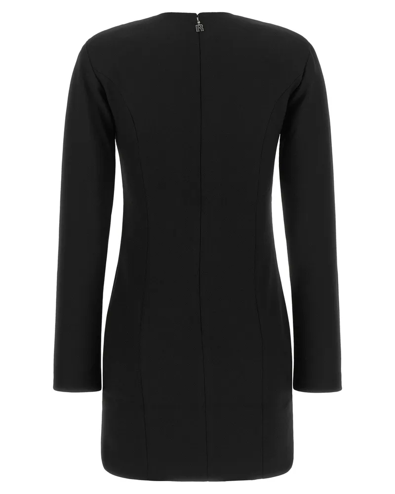 ROTATE Birger Christensen 3D Floral Crêpe Dress — Black Black