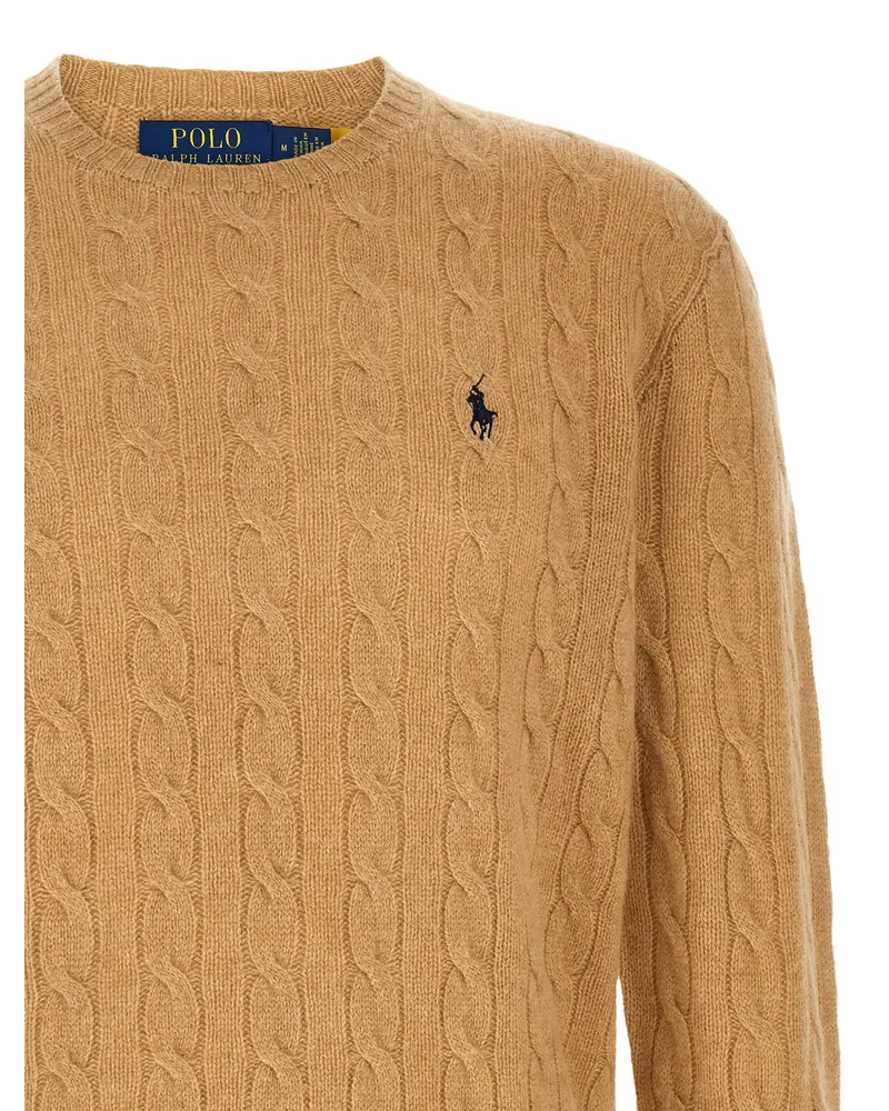 Ralph Lauren Cable-Knit Wool-Cashmere Sweater — Camel Camel