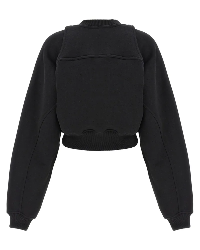OFF-WHITE Logo-Embroidered Cropped Sweatshirt — Black Black